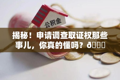 德安揭秘！申请调查取证权那些事儿，你真的懂吗？😎