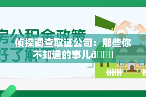 德安侦探调查取证公司：那些你不知道的事儿😎