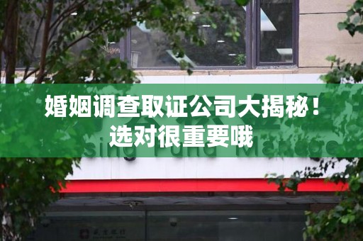 德安婚姻调查取证公司大揭秘！选对很重要哦